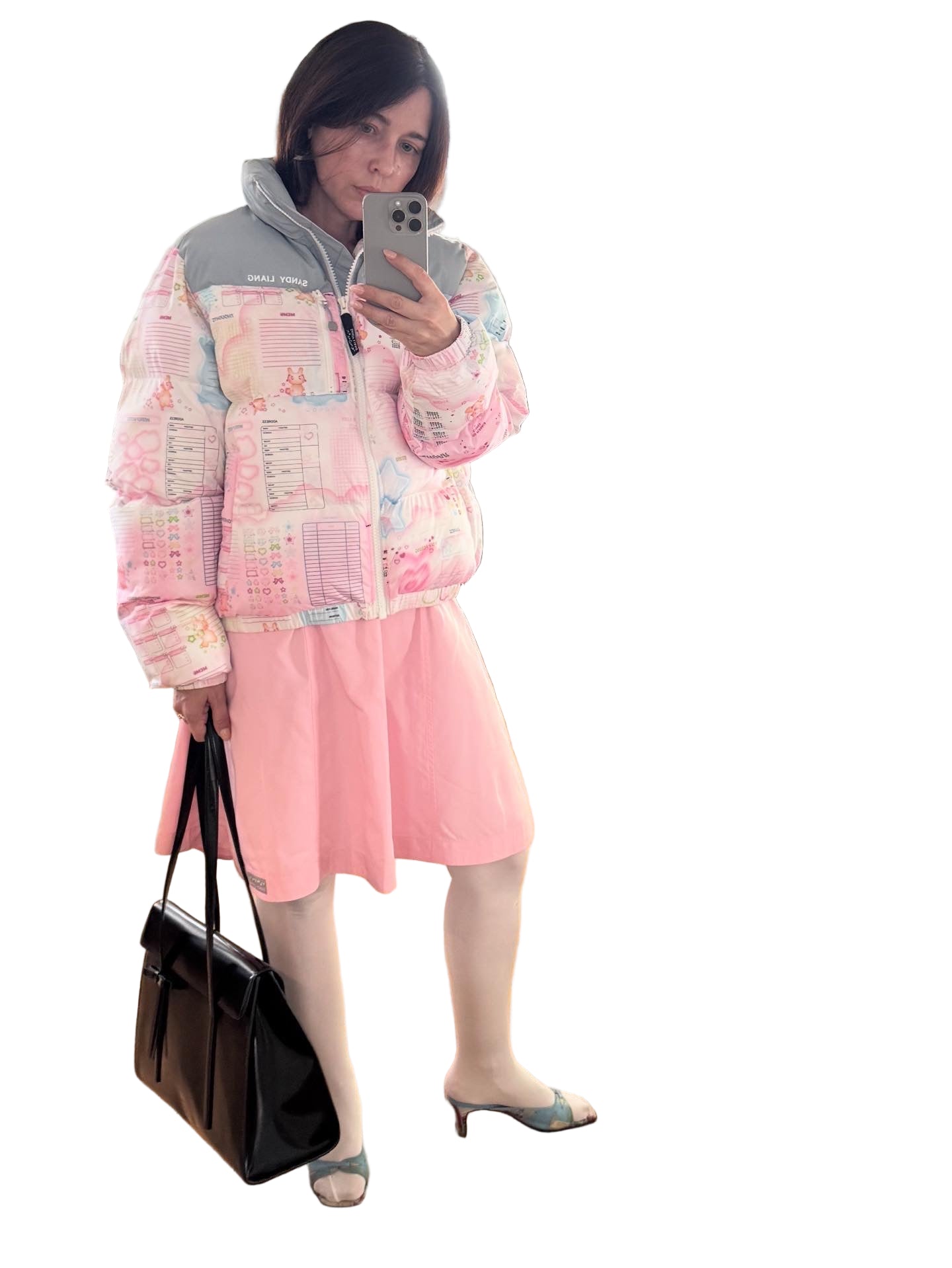 Sandy Liang Jeffey Puffer Jacket in Pink Multi