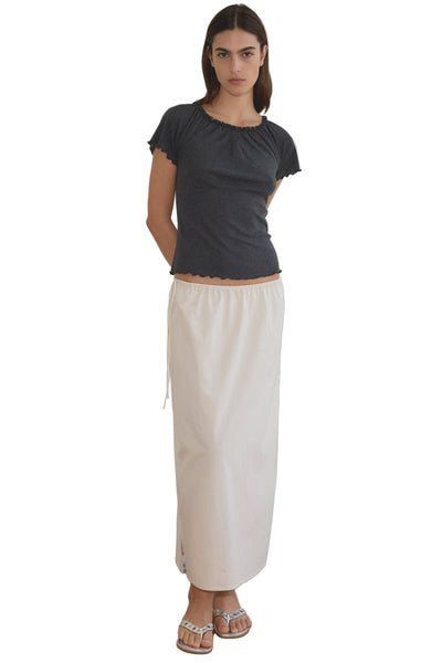 Deiji Studios Mid Day Skirt in Bone Check