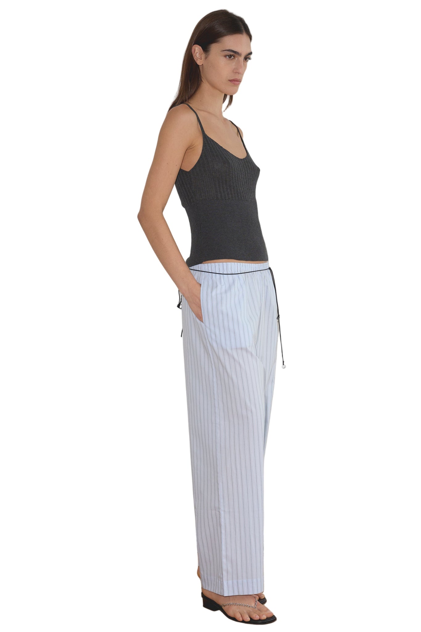 Deiji Studios Ease Trouser in Mineral Stripe