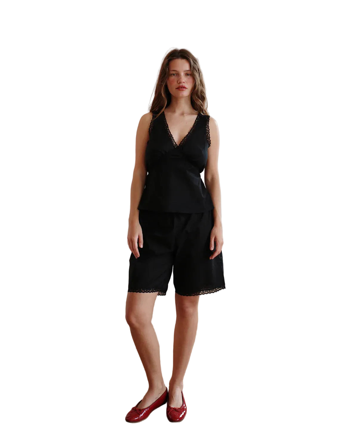 Cou Cou The Iris Tank in Black Cotton Voile