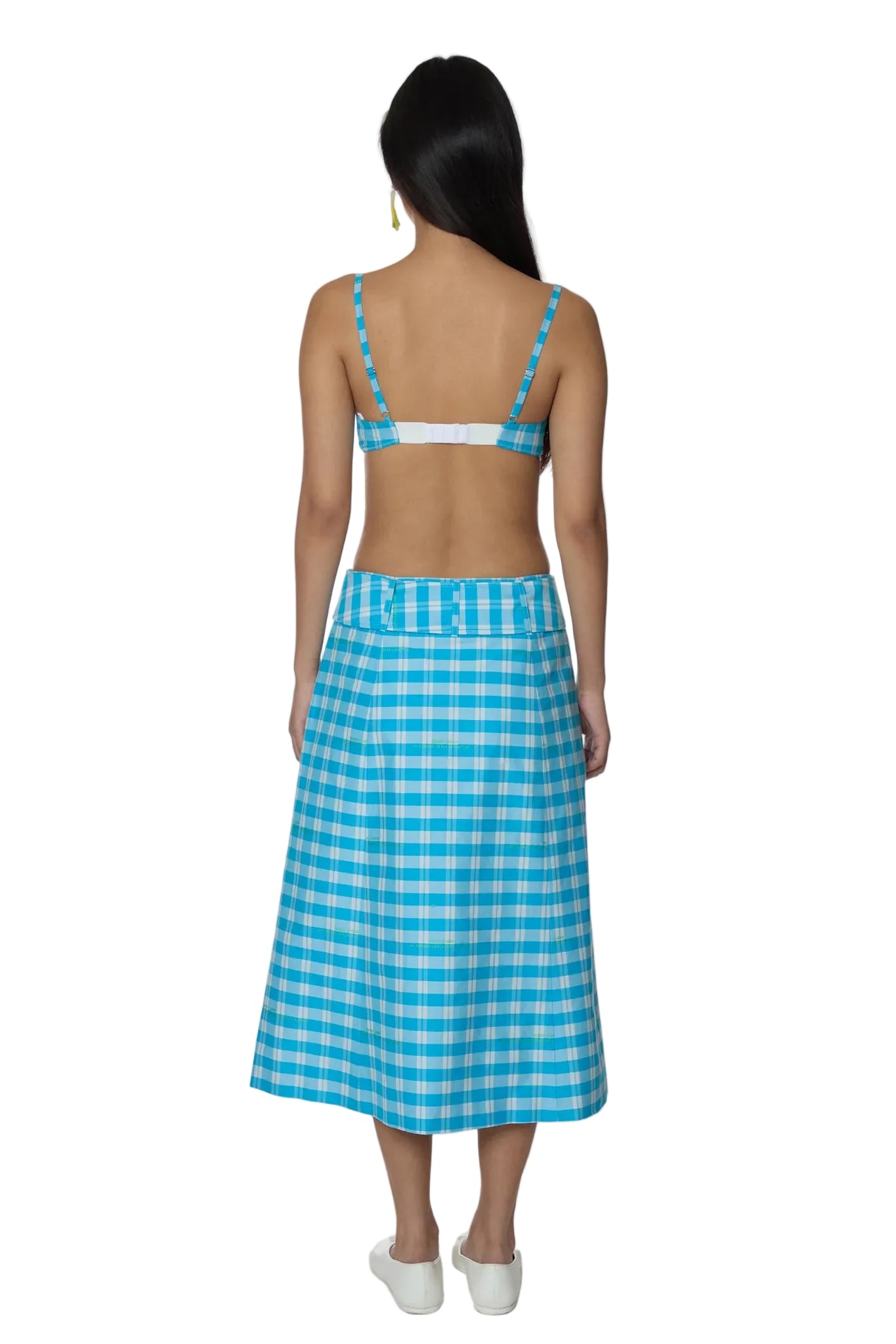 Sandy Liang Clio Skirt in Blue Multi Plaid