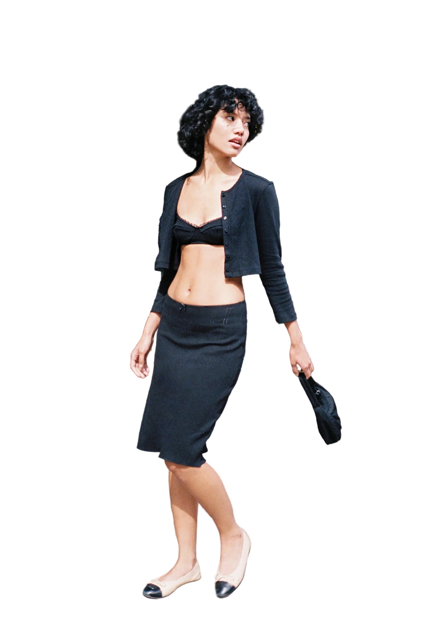 Cou Cou The Slip Skirt in Black Pointelle