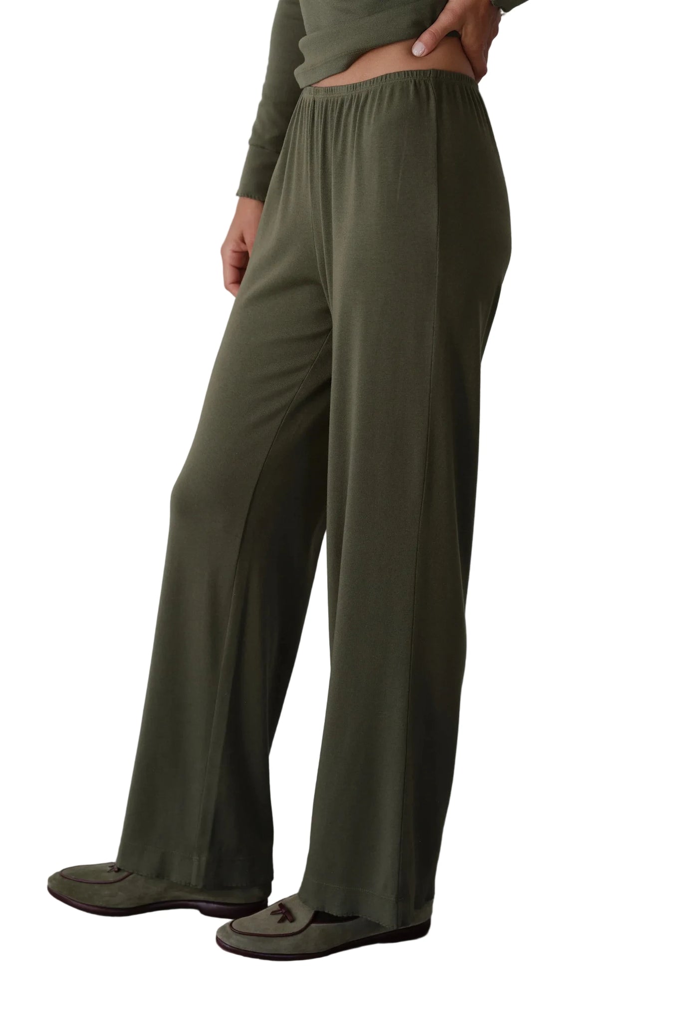 DONNI. Baby Rib Scallop Pant in Oregano