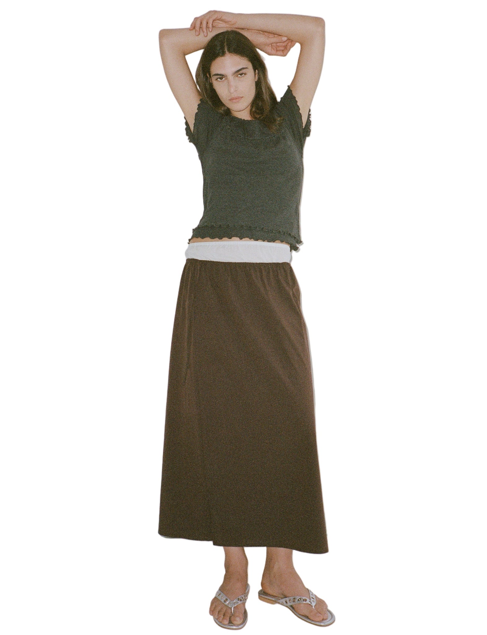Deiji Studios Mid Day Skirt in Umber