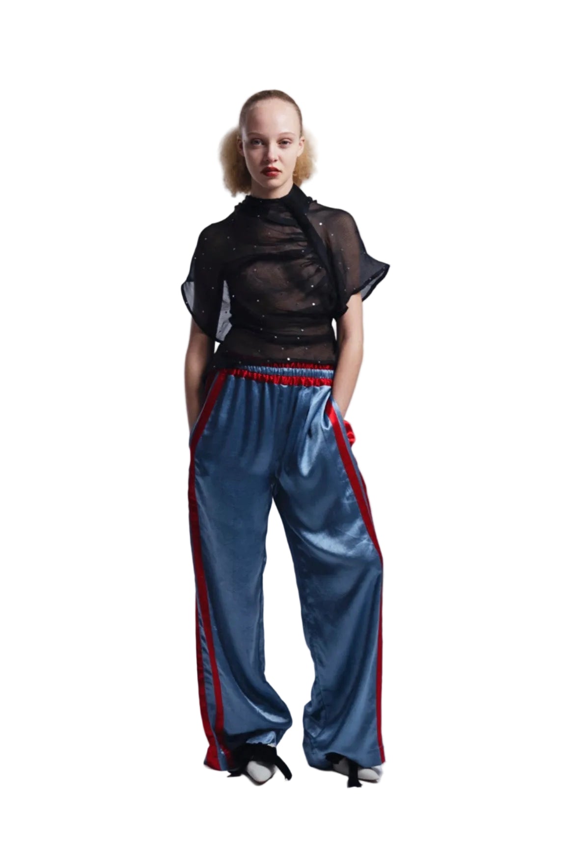 Tigra Tigra Striped Boxing Pant in Powder Blue/Red