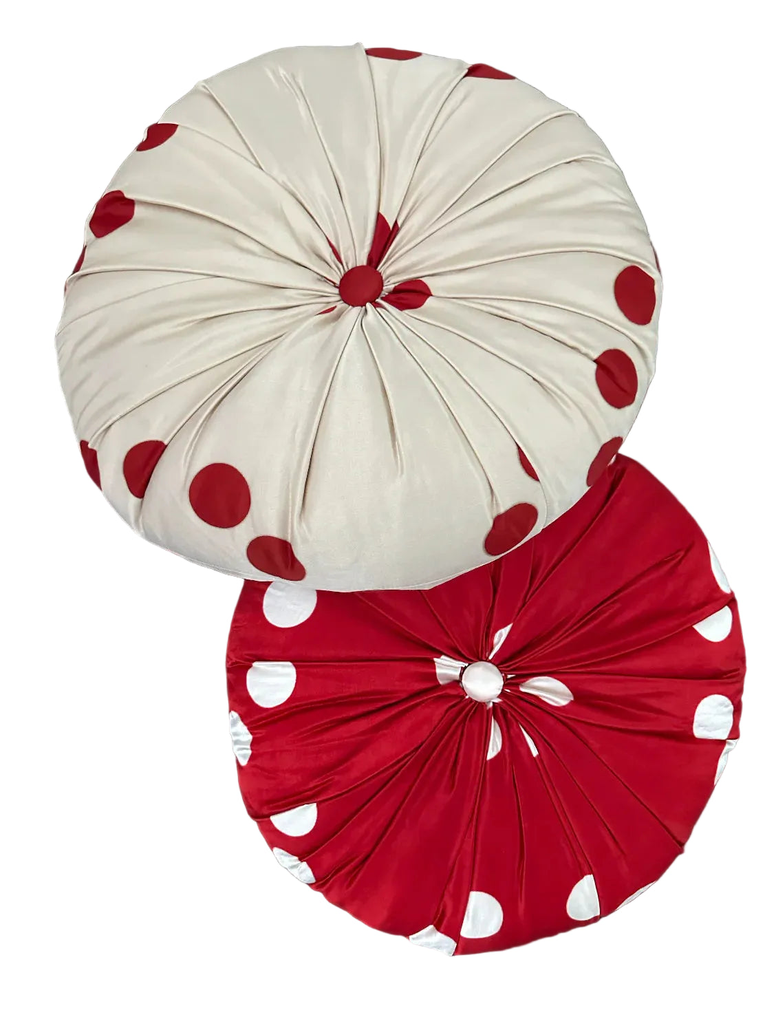 Tigra Tigra Silk Mashroo Round Pillow in Red Moon Dye
