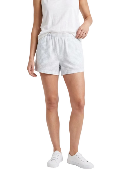 DONNI. Cotton Gingham Tap Short in Cloud