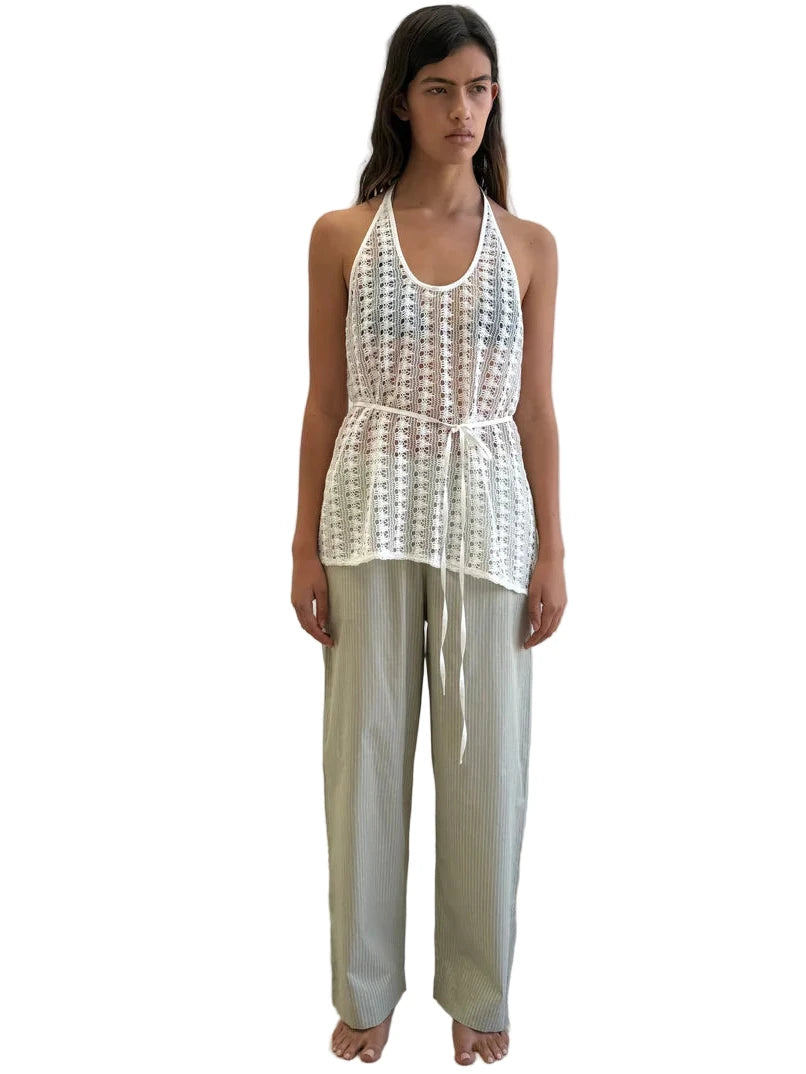 Deiji Studios Ease Trouser in Pistachio Stripe