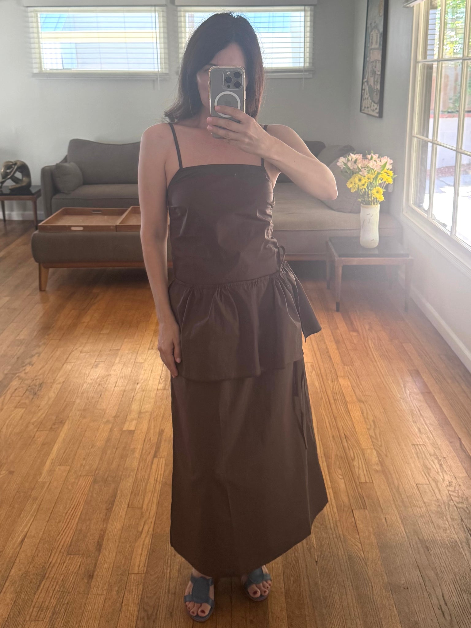 brown peplum dress Brown Peplum Dress
