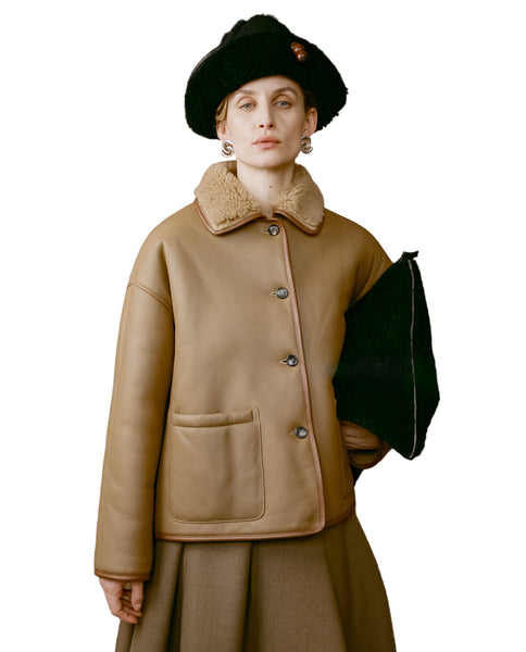 Cawley Sheepskin Clutch Bag in Black