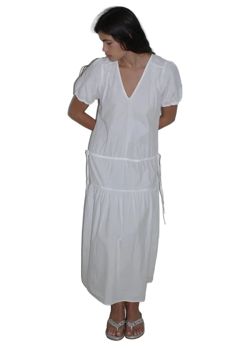Deiji Studios Waistcord Dress in White