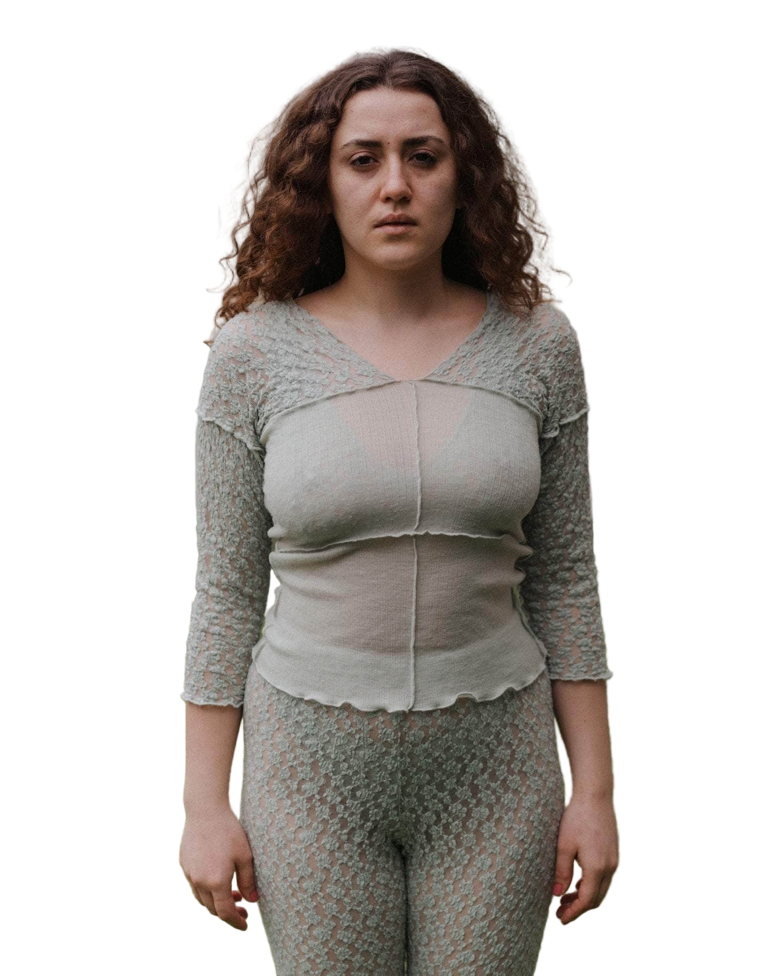 Baserange Nehru Long Sleeve Tee in Conta Green