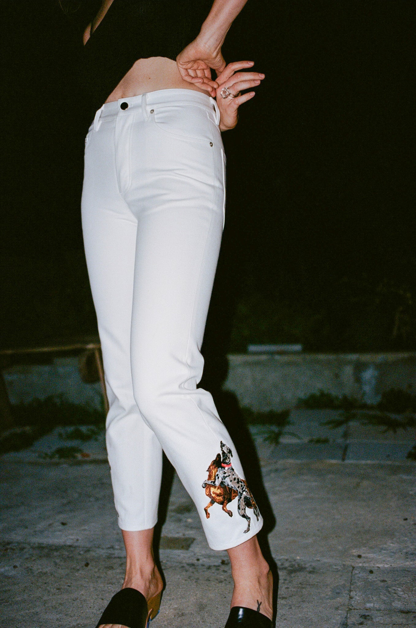 PRISCAVera Embroidered Jeans in White